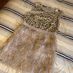 NWOT bebe feather jeweled dress.